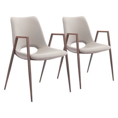 Desi Dining Chair (Set of 2) Beige & Walnut