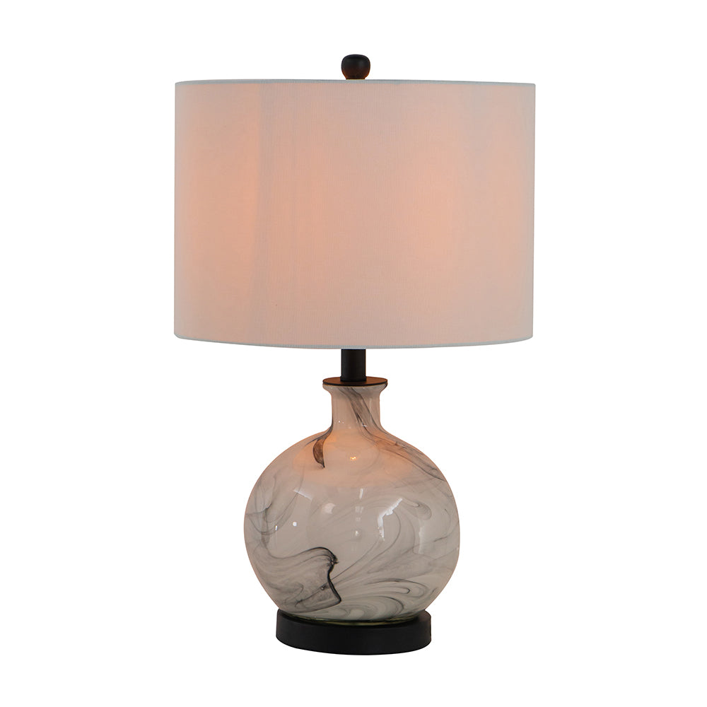 14x14x23' White And Grey Glass Table Lamp