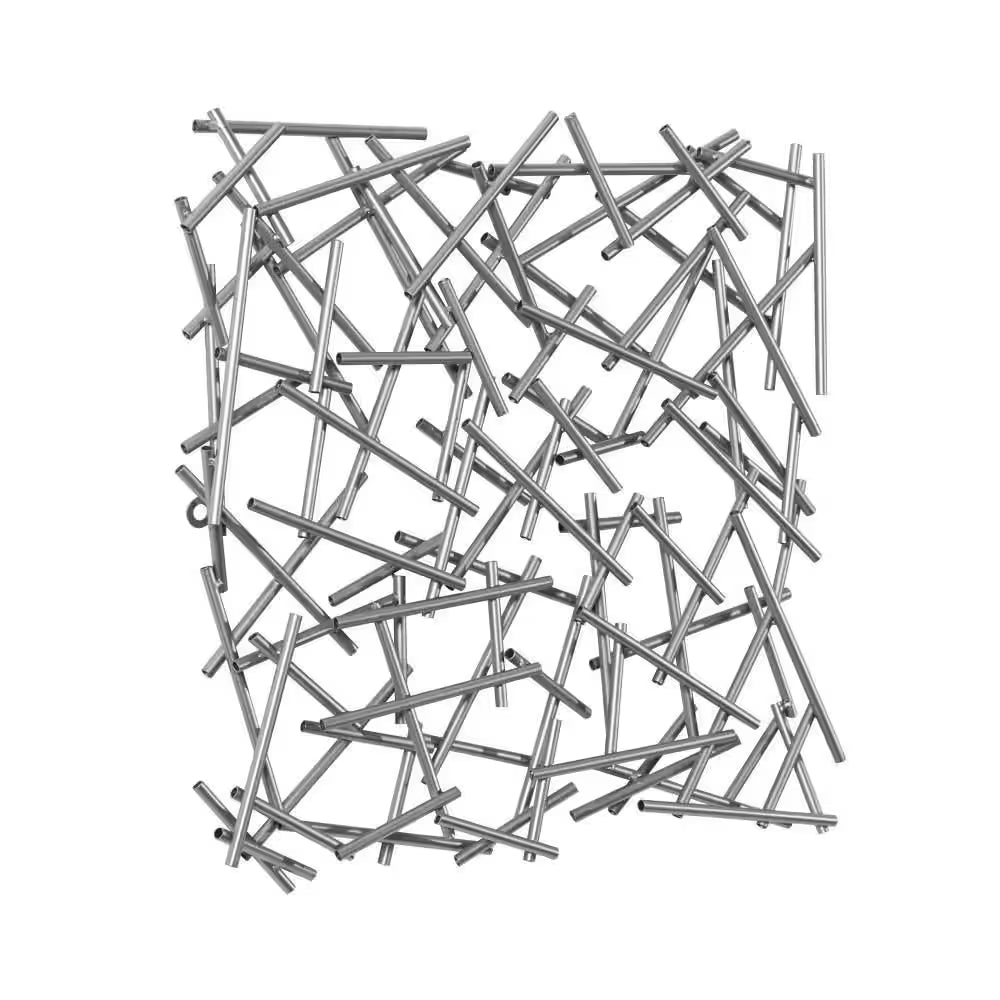 20 In. X 20 In. Metal Silver Overlapping Lines Geometric Wall Decor