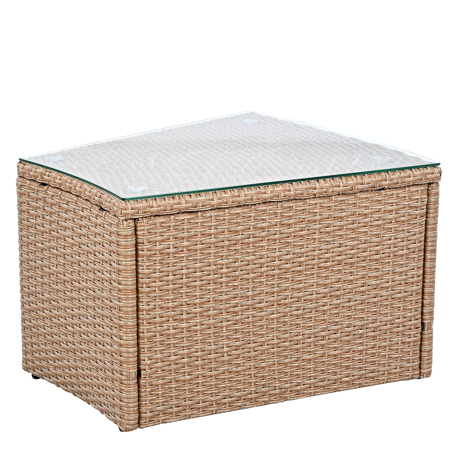 10-Piece Outdoor Sectional Half Round Patio Rattan Sofa Set, PE Wicker Conversation Furniture Set for Free Combination, White
