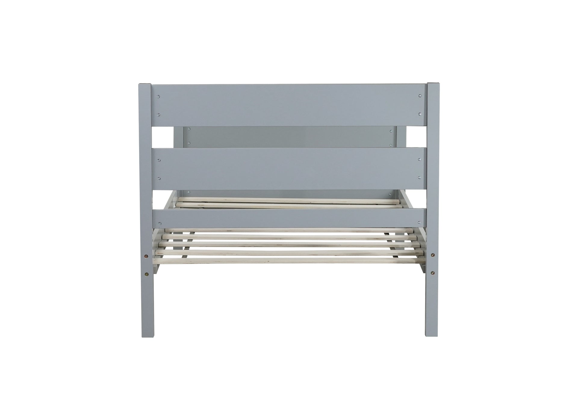 Twin Bed with Headboard and Footboard,Rubber Wood Bed,Grey
