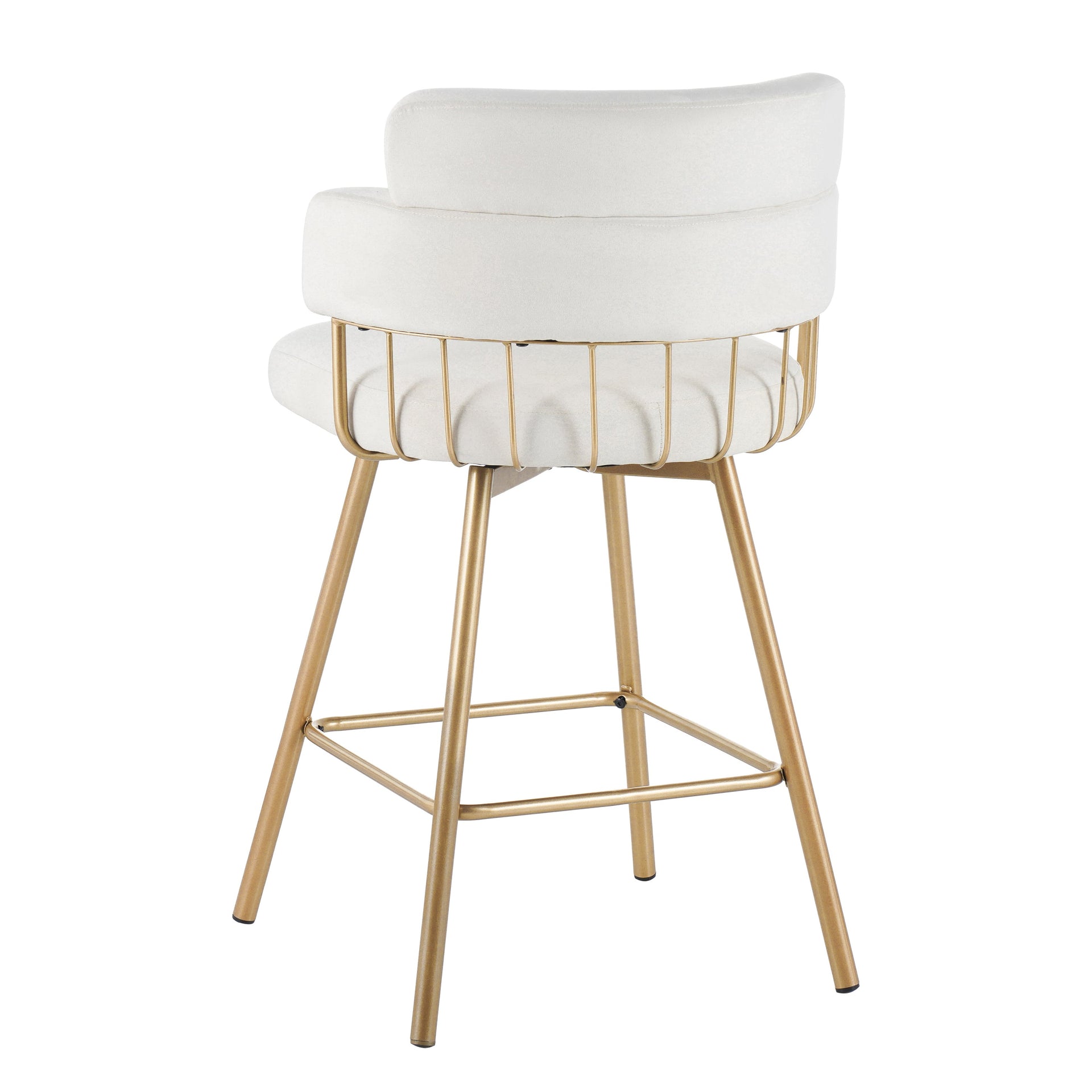26' Counter Height Bar Stools Set of 2, 180° Swivel Upholstered Barstools with Backs and Metal Legs, Bar Stools for Kitchen Island, Cafe, Pub,