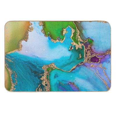 Abstract Faux Marble Mermaid Gemstone With Gold Glitter Long-Lasting Bath Mat