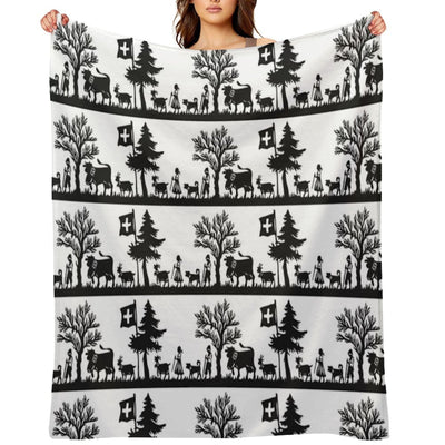 Paper Cutting from Switzerland Durable Throw Blanket