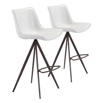 Aki Barstool (Set of 2) White & Walnut