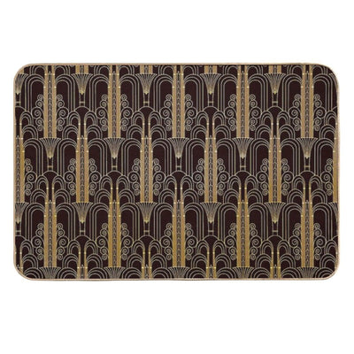 Glamorous Gold-Color Art Deco Pattern Easy Maintenance Bath Mat