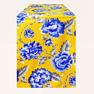 Yellow Blue Floral Table Runner – Printed