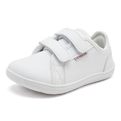 Kids Barefoot Shoes – Minimalist Wide-Toe Lightweight Sneakers with Hook & Loop PU Leather Upper