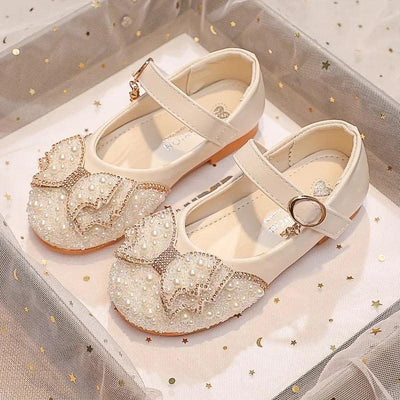 Girls Princess Glitter Ballet Flats, Rhinestone Party & Wedding Shoes β PU Leather, Non-Slip Rubber Sole