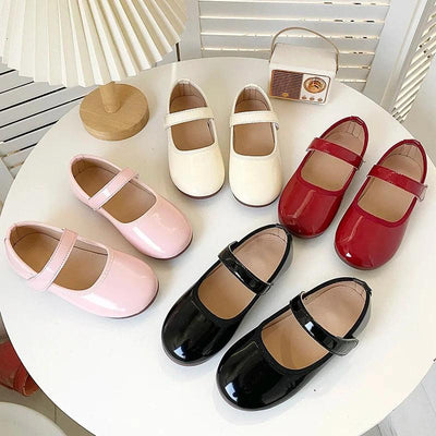Girls Princess Patent Leather Flats β Soft Flexible Anti-Slip Casual Shoes, EU 27β36
