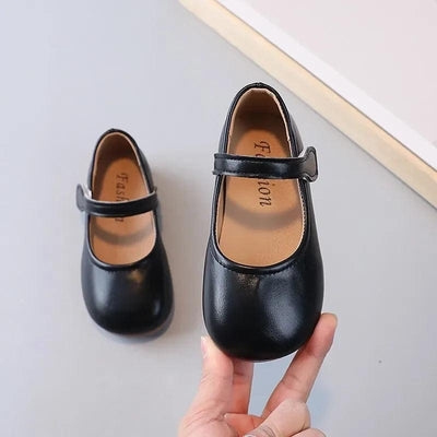 Girls Black PU Leather Mary Jane Flats β Anti-Skid School & Party Shoes (Ages 3-6)