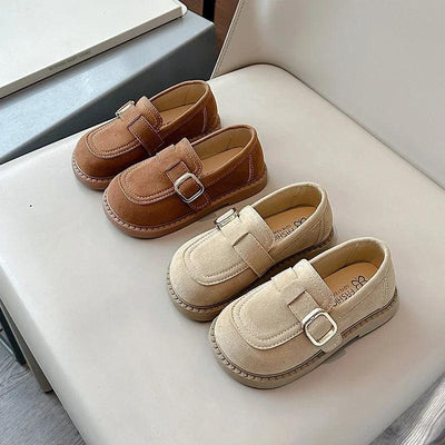 Girls Hook-and-Loop Loafers β Soft PU Leather Flats for Kids, Casual School Shoes, Anti-Slip Round Toe