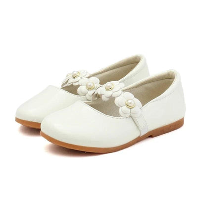 Girls Floral PU Leather Dress Flats with Flower Applique β Princess Party Shoes (EU Sizes 26β36)