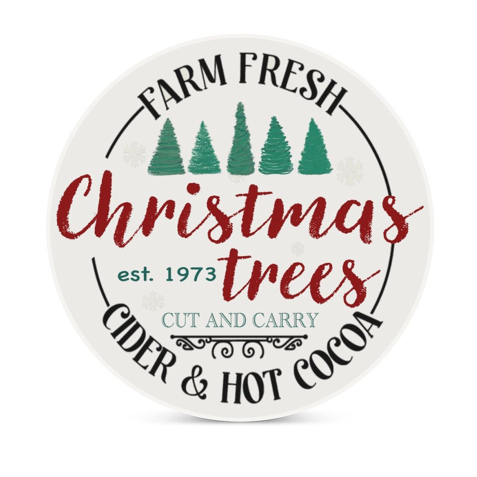 Farm Fresh Christmas Farm Ceramic Coaster