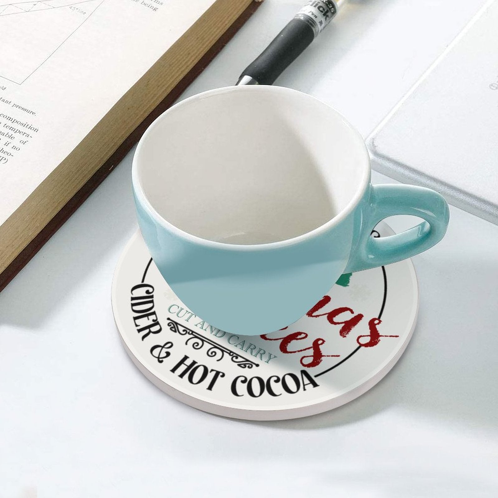 Farm Fresh Christmas Farm Ceramic Coaster