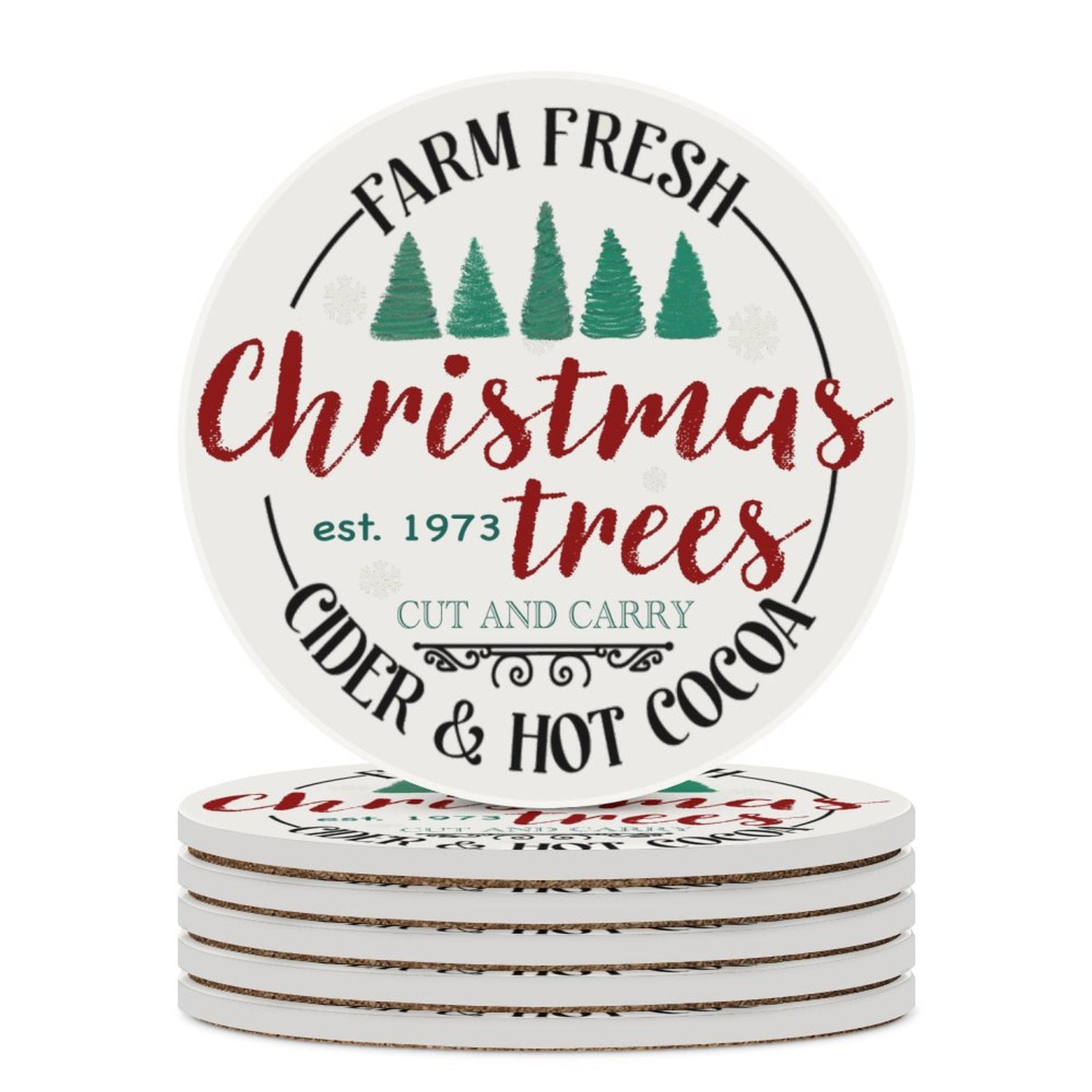 Farm Fresh Christmas Farm Ceramic Coaster