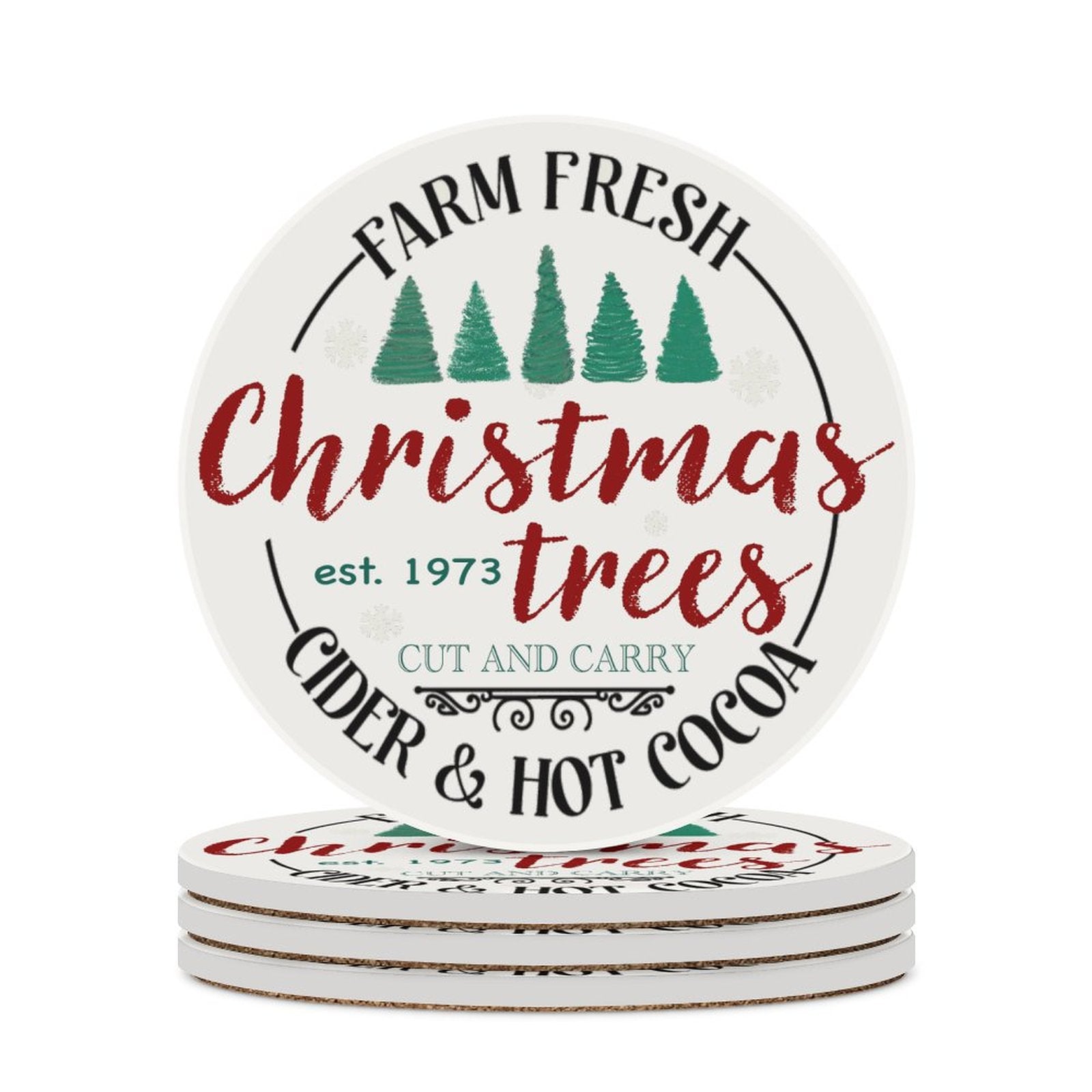 Farm Fresh Christmas Farm Ceramic Coaster