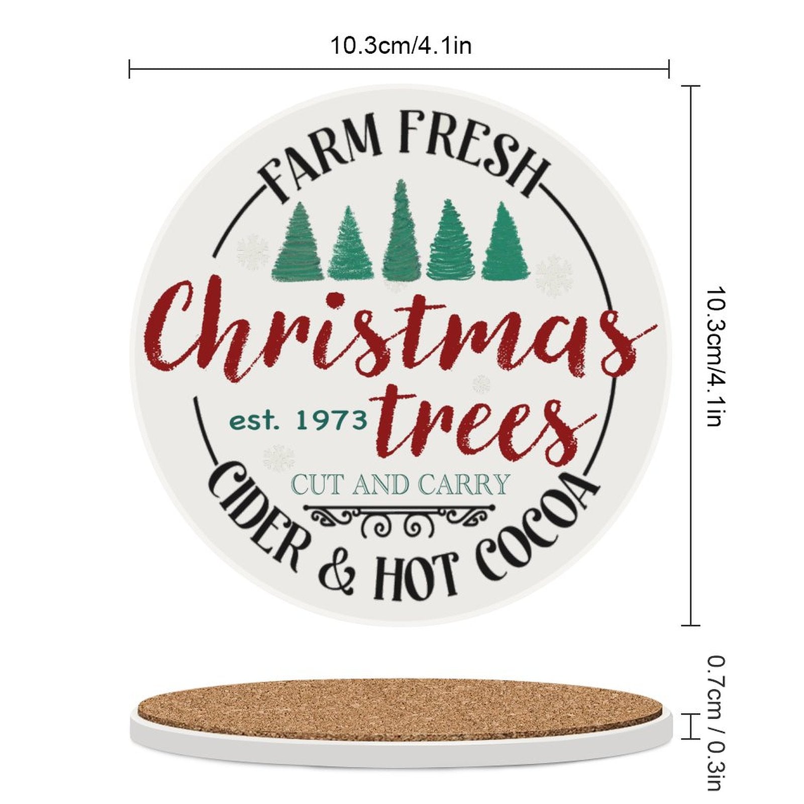Farm Fresh Christmas Farm Ceramic Coaster