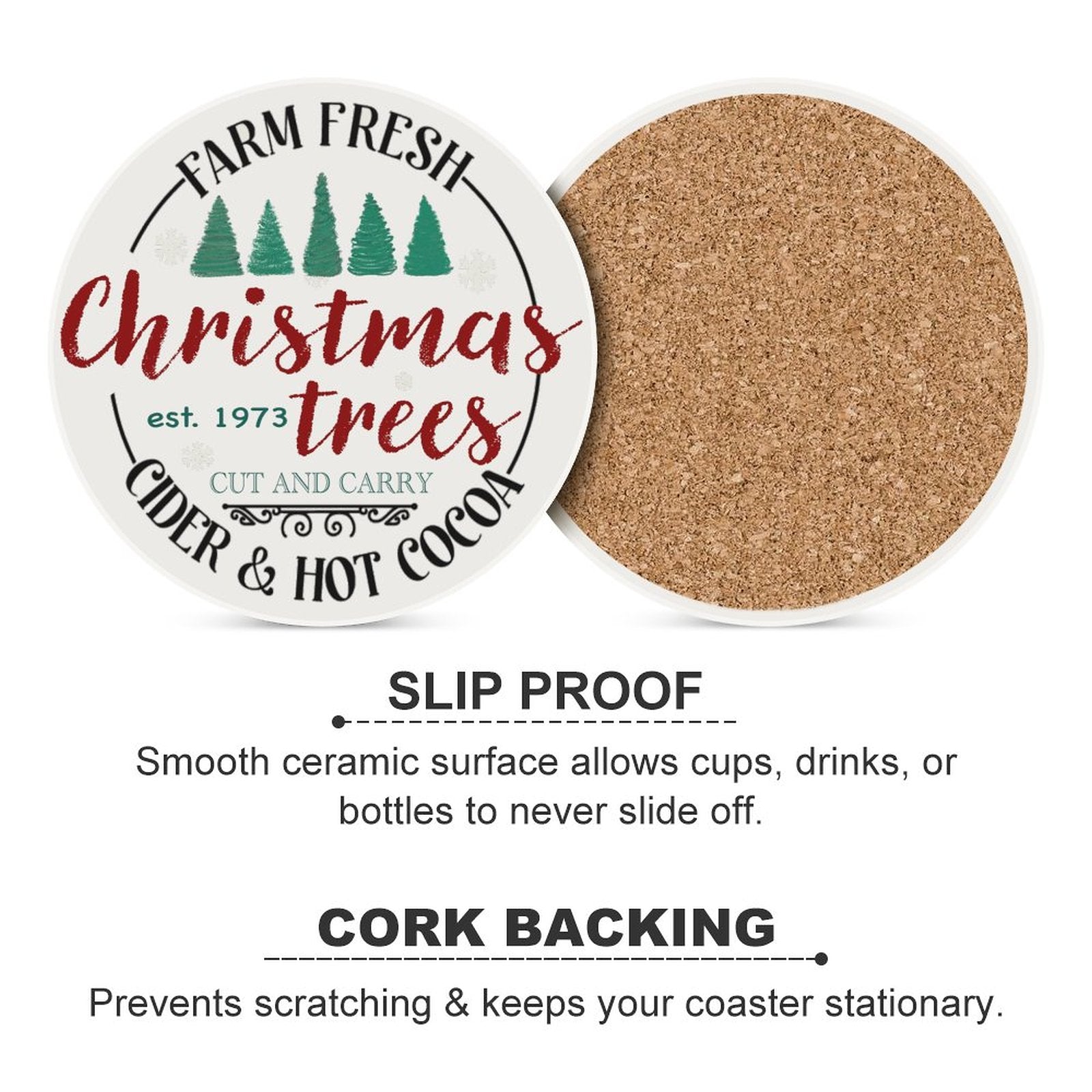 Farm Fresh Christmas Farm Ceramic Coaster