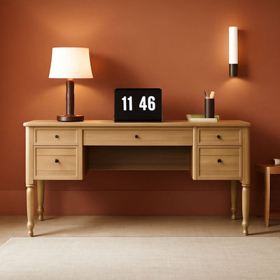 Farmhouse Executive Desk with Storage and Charging Station