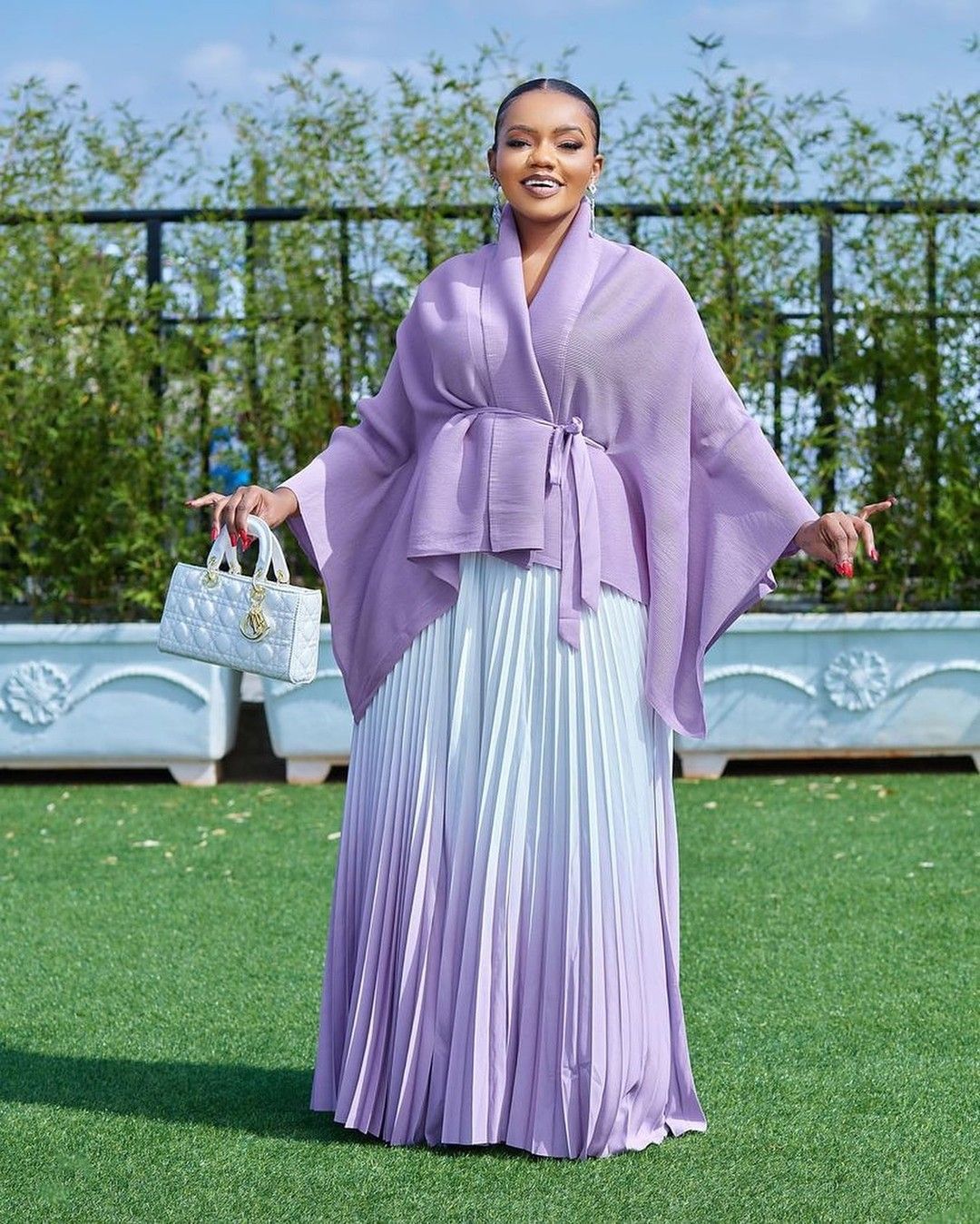 Fashionable casual style set cape shawl style lace up top+pleated skirt