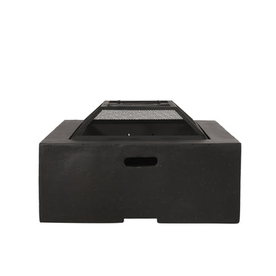 Outdoor 29' Square MgO Wood-Burning Fire Pit, Dark Gray