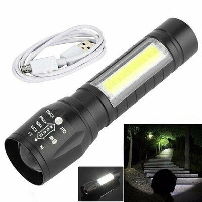 Flashlights Rechargeable USB Portable Super Bright Waterproof Zoomable Portable LED Focus Flashlight Mini Torch Tactical Flash Light Torch Light Camping Hiking