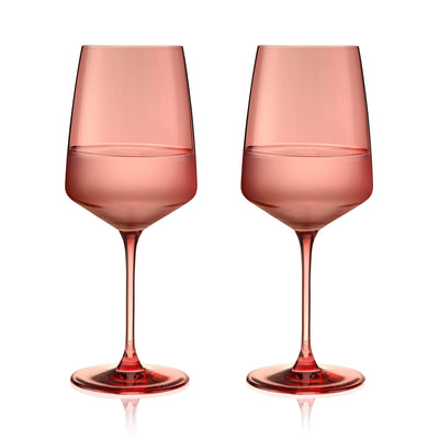 Reserve Nouveau Crystal Wine Glasses in Pomelo, Set of 2