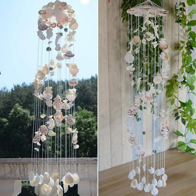Garden Outdoor Wind Chimes Gifts for Women Home Yard Garden Decoration Mediterranean Natural Shell Wind Chimes Gift Girl Room Decor Waterproof Wind-chimes For Outdoor Garden Patio Porch Decorative Birthday Gardening Gifts For Mom Grandma Friends