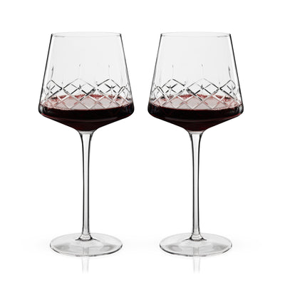 Admiral Crystal Burgundy Wine Glasses, Set of 2
