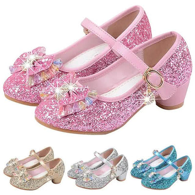 Girls'Heels Party Mary Jane Basic Pump Dress Crystal Bowknot