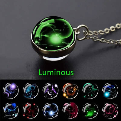 Glow-in-the-Dark Zodiac Pendant Necklace