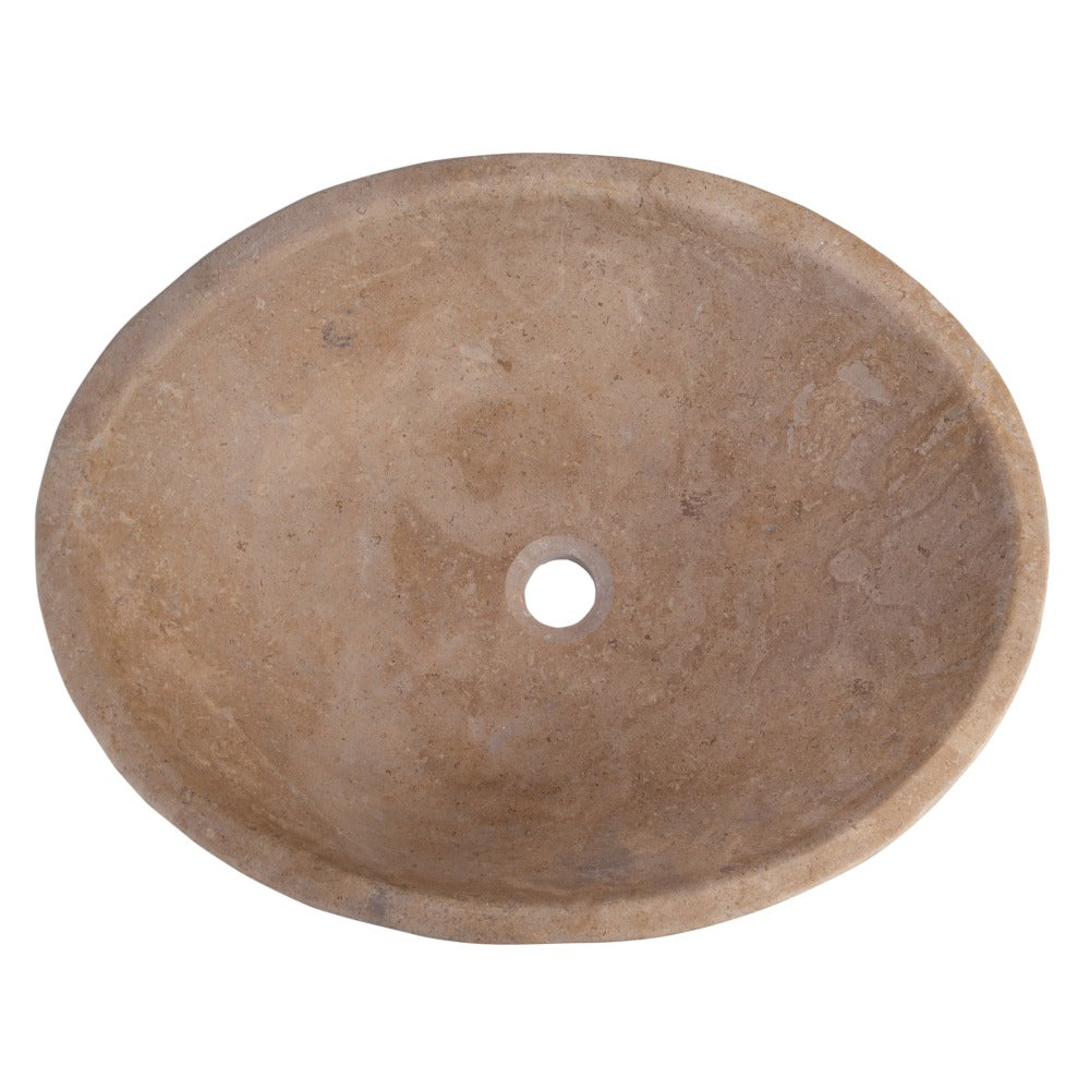 Karina Walnut Travertine Natural Stone Vessel Sink Honed and Filled (W)16