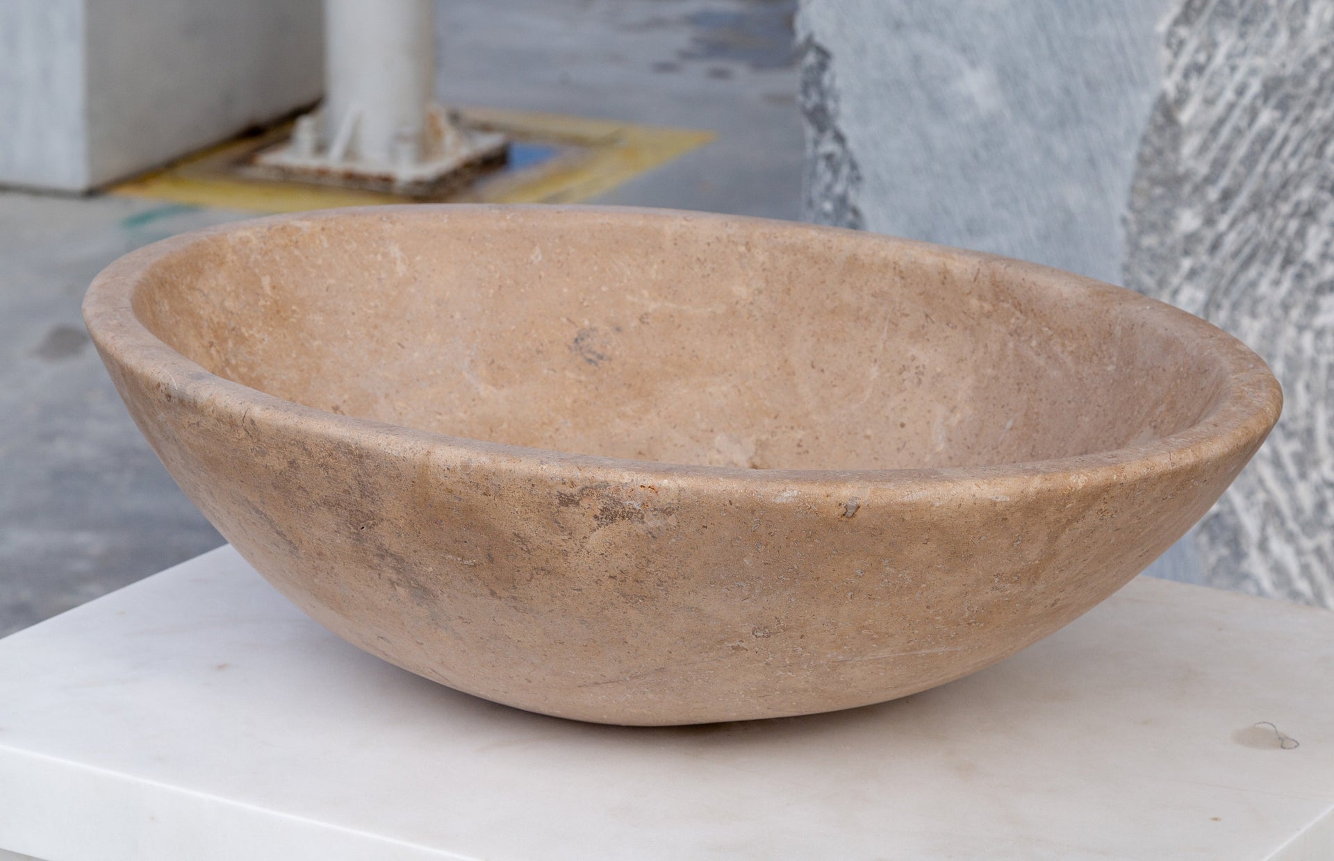Karina Walnut Travertine Natural Stone Vessel Sink Honed and Filled (W)16