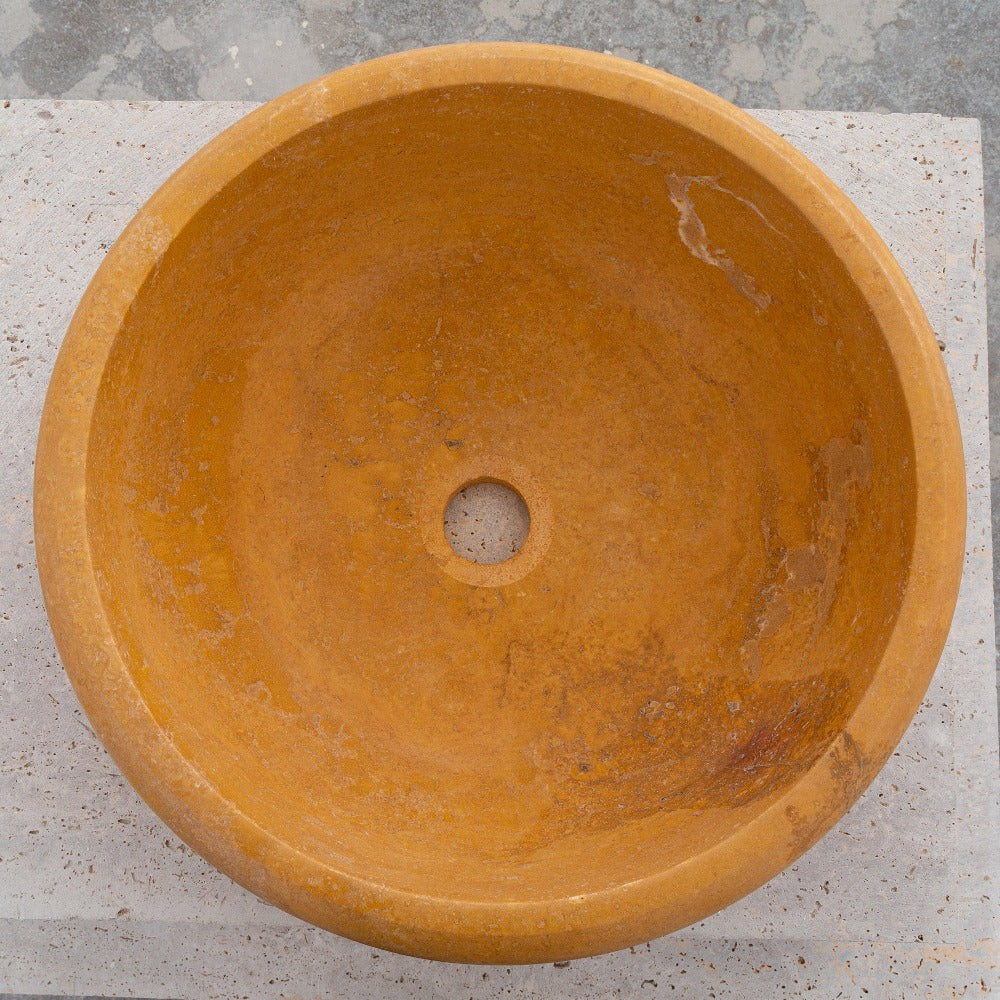 Natural Golden Sienna Natural Stone Vessel Sink Honed and Filled (D)16