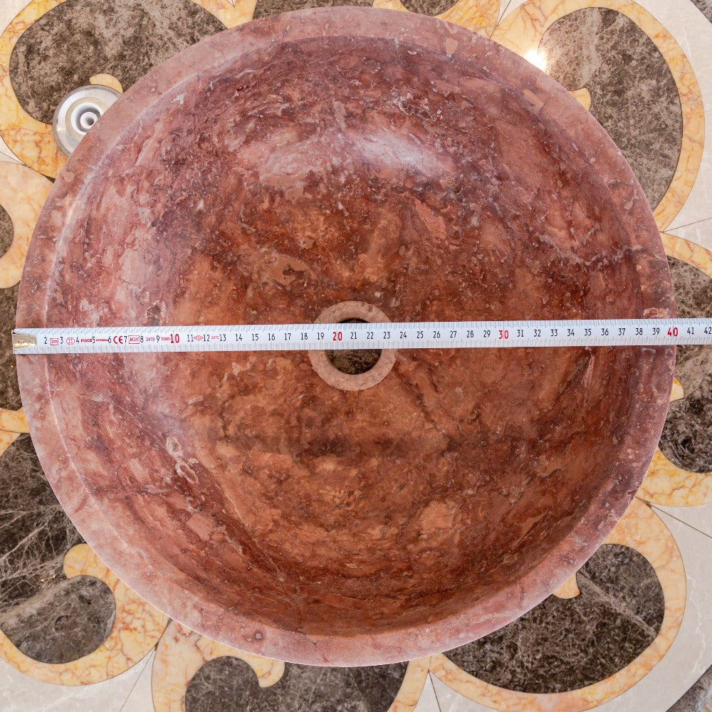 Red Travertine Natural Stone Vessel Sink Honed/Matte (D)16