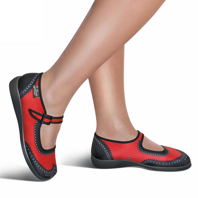 Hot Chocolate Design Brogue in Carmine Mary Jane Flats