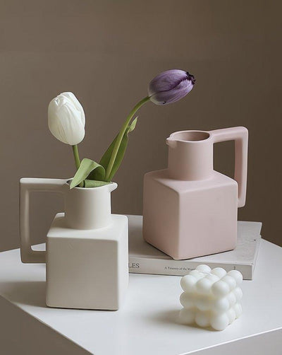 Handmade Ceramic Jug Pitcher Vase - Modern and Unique Decorative Centerpiece Vase
