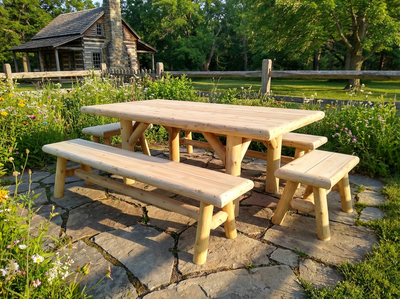 Handmade Rustic Outdoor Picnic Table
