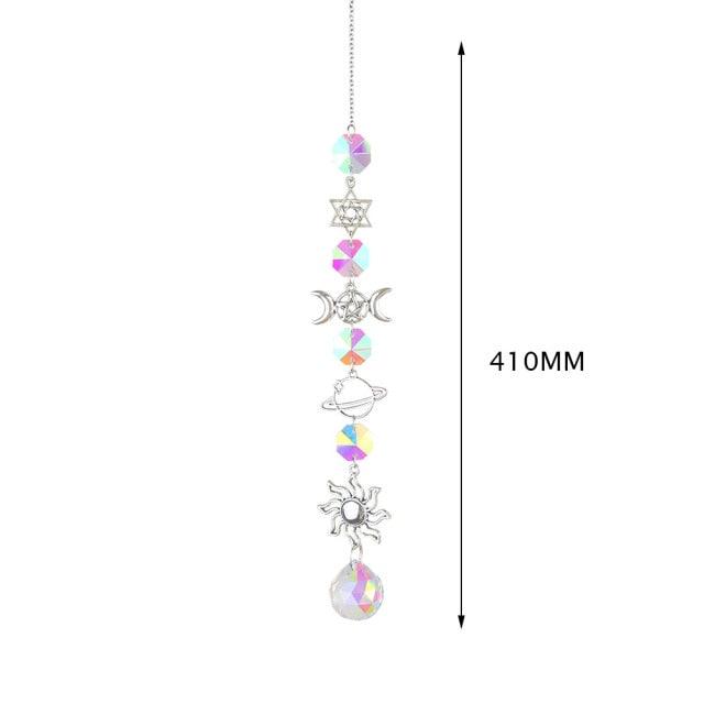 Hanging Sun Catcher Moon Light With Chain Pendant Ornament Crystal Balls Catcher Wind-chime Rainbow Maker Crystal Hanging Window Curtain Chandelier Outdoor Garden Home Decor Christmas Day Party Wedding Decoration