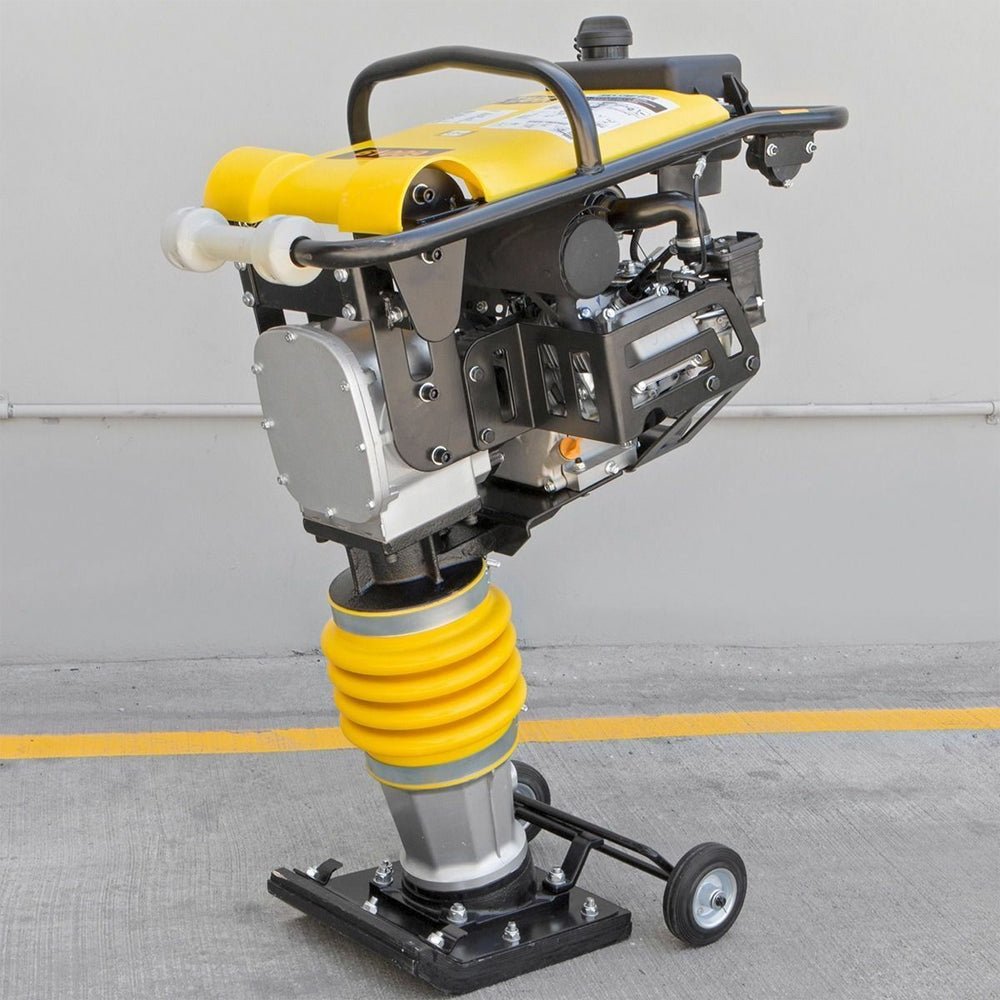 Heavy Duty Gas Powered Impact Dirt Rammer Jumping Jack Tamper Plate Ground Compactor W/ Wheels, 6.5HP (SAK57684)