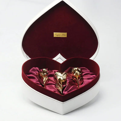 NEW - 3 Gold Dipped Roses 7