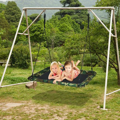 60 Inches Platform Tree Swing Outdoor with 2 Hanging Straps-Camouflage