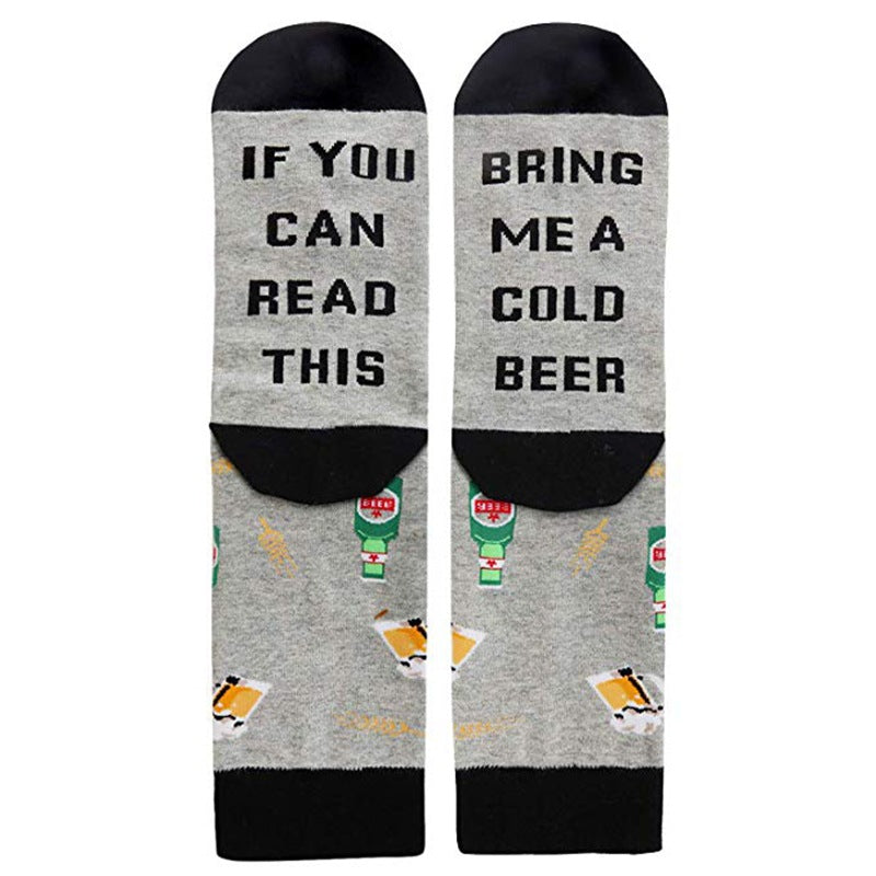 IF YOU CAN READ THIS Autumn And Winter Socks Mid Tube Socks Letter Pattern Midfield Socks