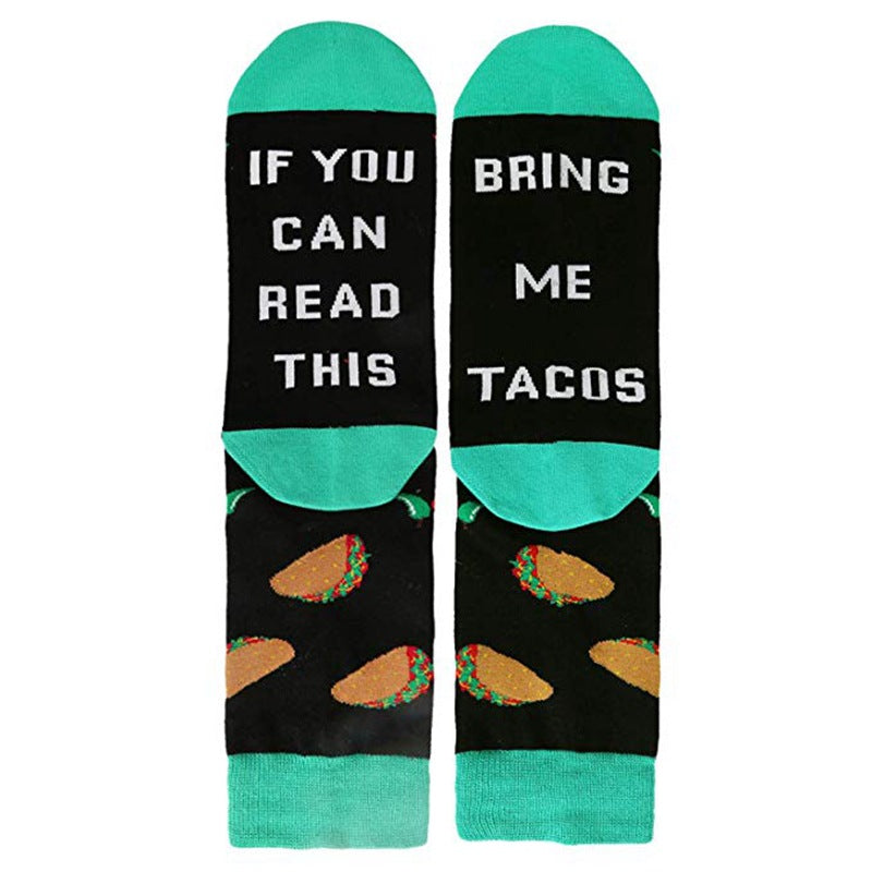 IF YOU CAN READ THIS Autumn And Winter Socks Mid Tube Socks Letter Pattern Midfield Socks