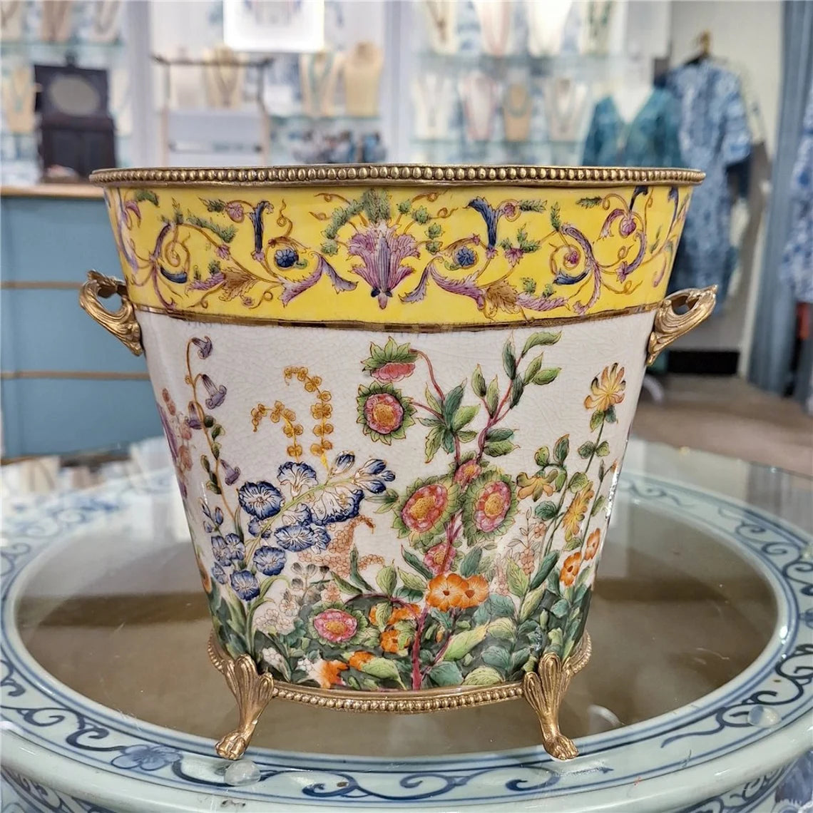 Wild Breeze Porcelain with Bronze Ormolu Planter
