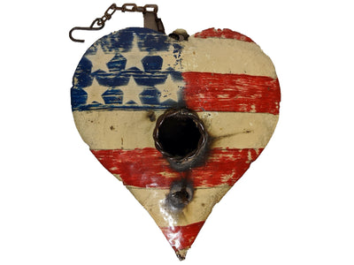 Small Metal Birdhouse, Unique Patriotic Style, Outdoor or Indoor, Decorative Birdhouse Decor, Handmade in Mexico