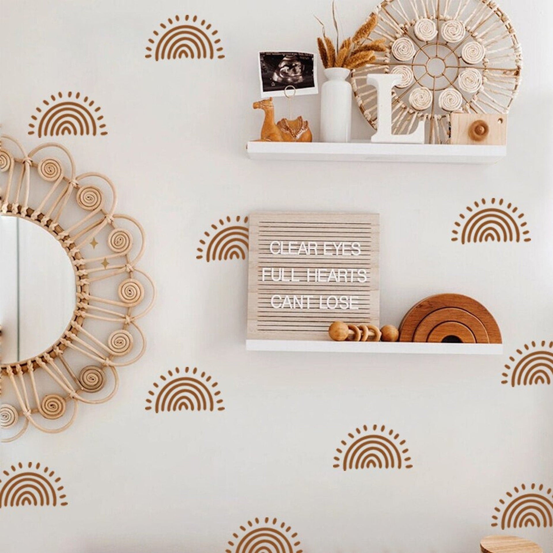 Wandaufkleber für Kinderzimmer Sonnenschein in Boho Stil als Sticker Set