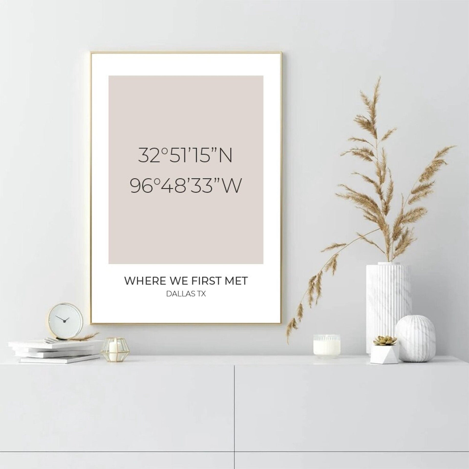 Poster Koordinaten Personalisiert mit besonderem Wunschort und Wunschfarbe als Deko Print ohne Rahmen