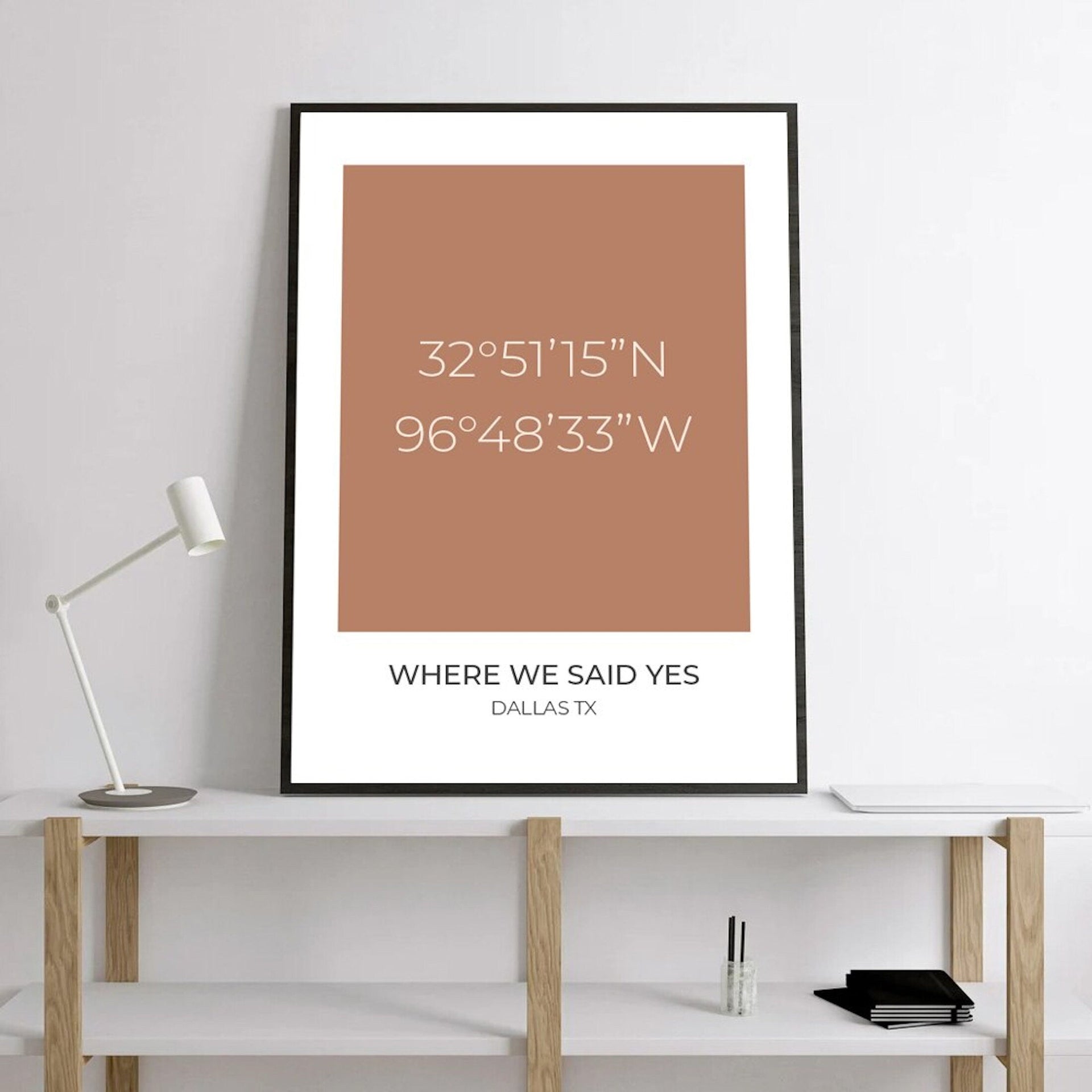 Poster Koordinaten Personalisiert mit besonderem Wunschort und Wunschfarbe als Deko Print ohne Rahmen